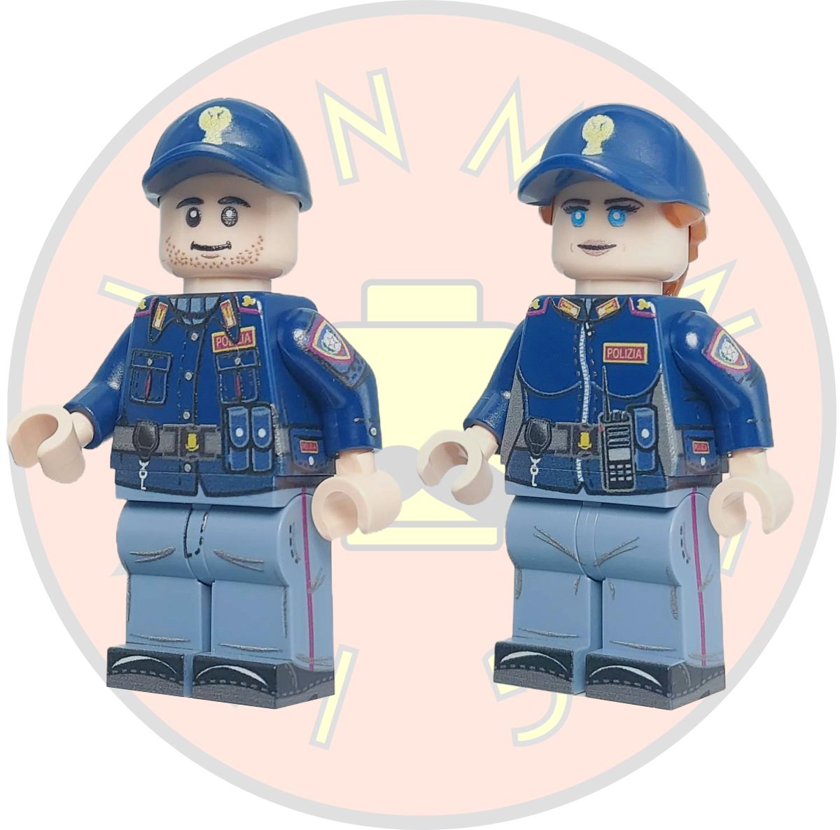 Agenti di polizia italiani (uomo e donna) – minifigure premium  – Polizia italiana moderna – Edizione limitata per collezionisti